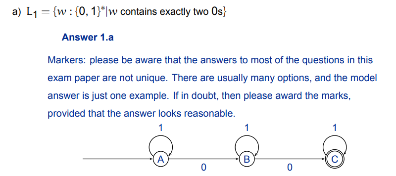 <p>Loops at the start state handle any elements that are not in the language requirements, e.g. the 1 loops get rid of any potential 1’s</p>