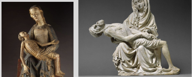 <p>a representation of the Virgin Mary mourning over the body of the dead Christ, usually shown held on her lap</p>