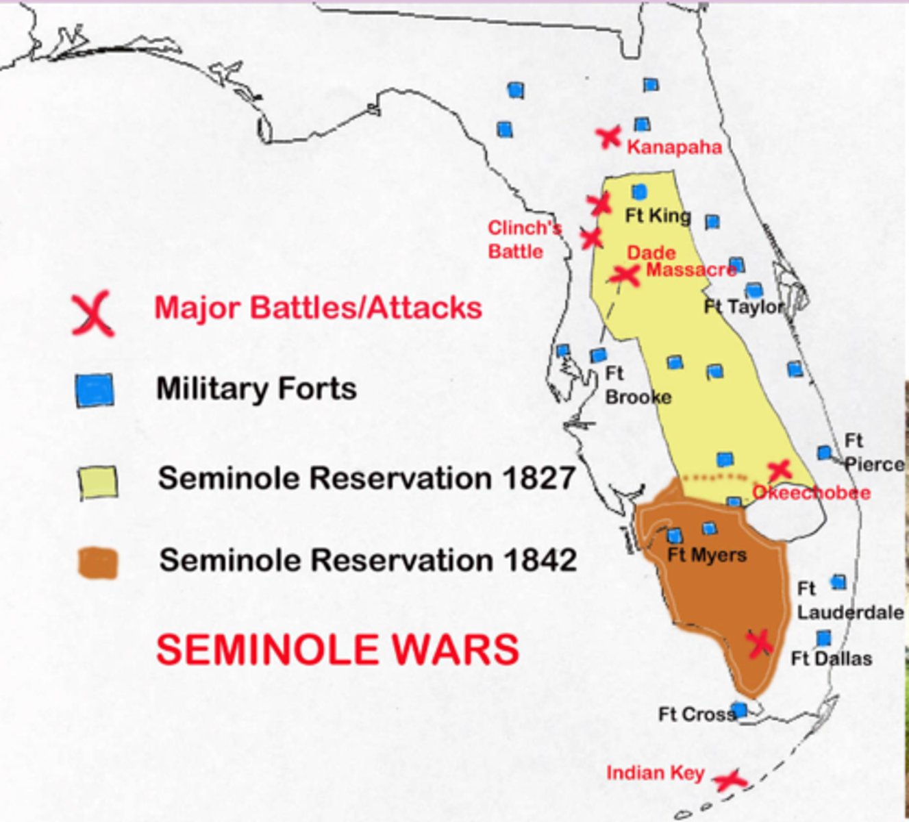 <p>A series of wars in Florida between the US and the Seminole Native Americans. Resulted in Seminole being pushed out of their homelands into the Everglades or West of the Mississippi.</p>