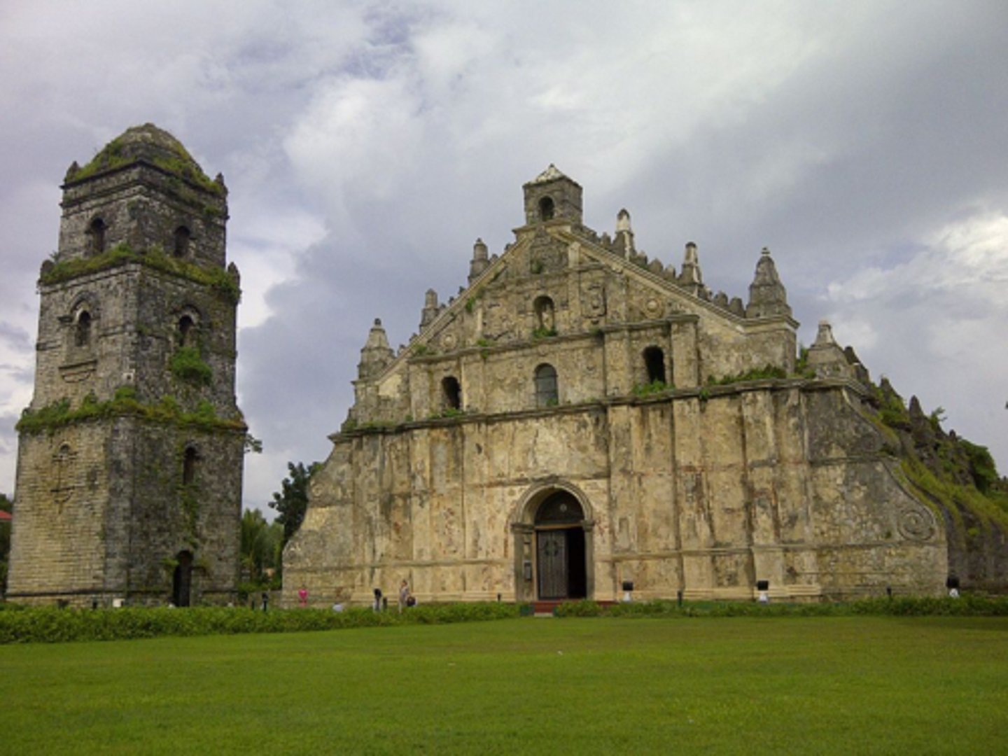 <p>largest bell, probably the best known earthquake baroque church in the Philippines; distinguished by its enormous side buttresses with scroll-like bases</p>
