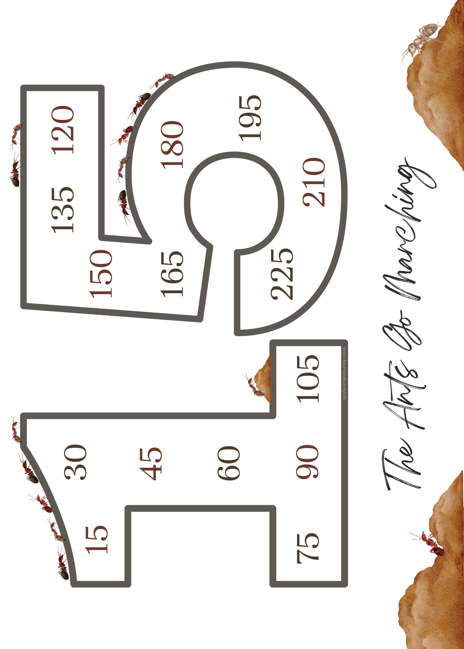 <p>15 30 45 60 75 90 105 120 135 150 165 180 195 210 225</p>