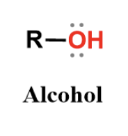 <p>hydroxyl group, polar (so water soluble) and forms hydrogen bonds</p>