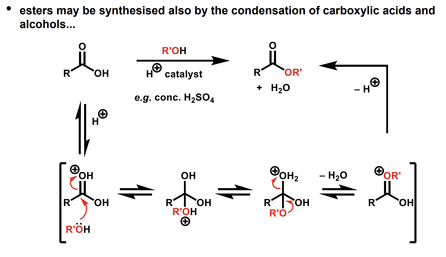 <p>Sulfuric acid is good here as it is a good dehydrating agent so shifts the equilibrium</p>