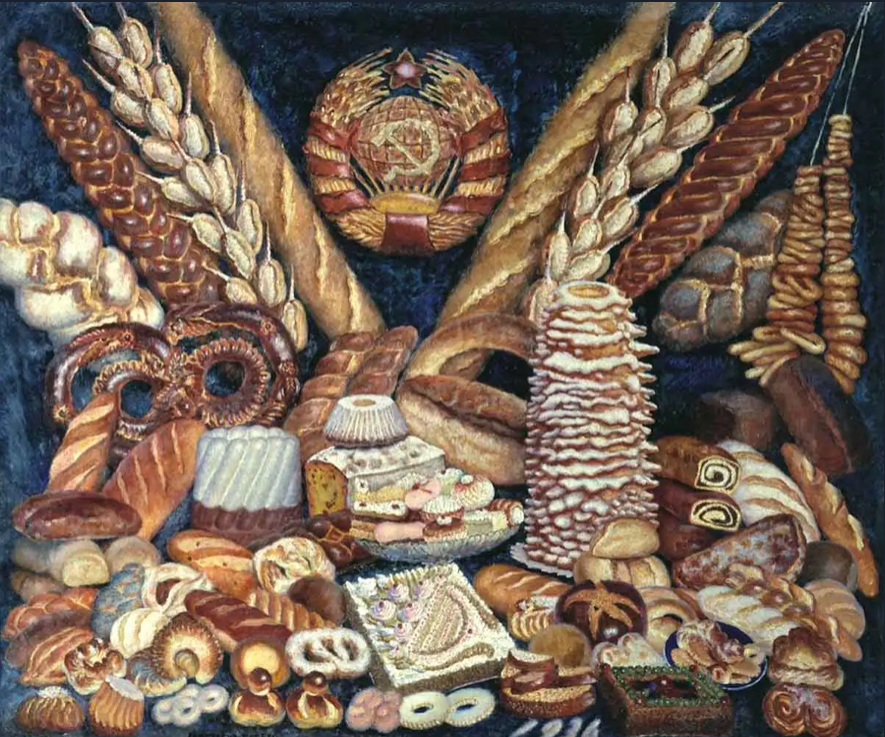 <p>How was art impacted by Socialist Realism?</p><p>Picture= Soviet Bread (1936) by Ilya Mashov</p>
