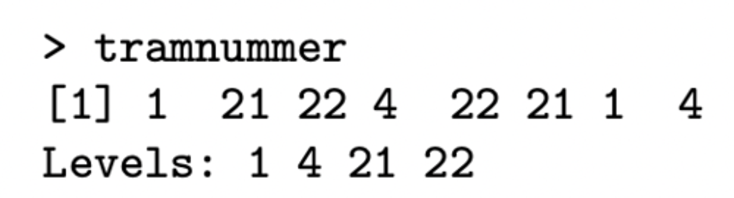<p>geeft aan hoeveel verschillende waarden er in de vector zijn</p>