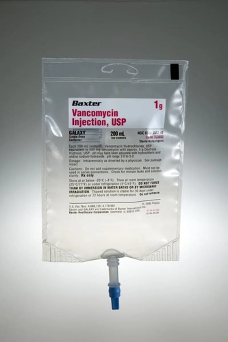 <p>An antibiotic used for severe infections, including MRSA and C. difficile-associated diarrhea.</p>