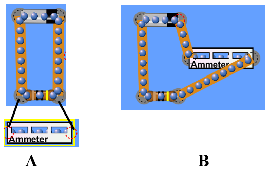 <p>Which shows the correct way to use an ammeter?</p>