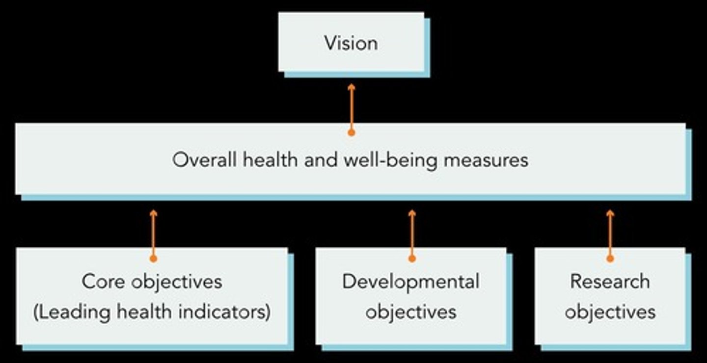 <p>To set national goals for improving health and reducing health disparities.</p>