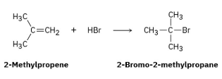 <p><span>Reaction of HBr with 2-methylpropene yields 2-bromo-2-methylpropane. What is the structure of the carbocation formed during the reaction? Show the mechanism of the reaction.</span></p>