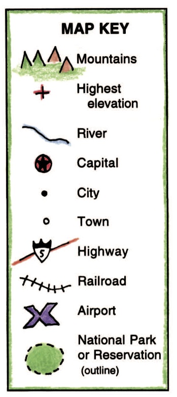 <p>A guide that explains symbols and colors used on the map.</p>