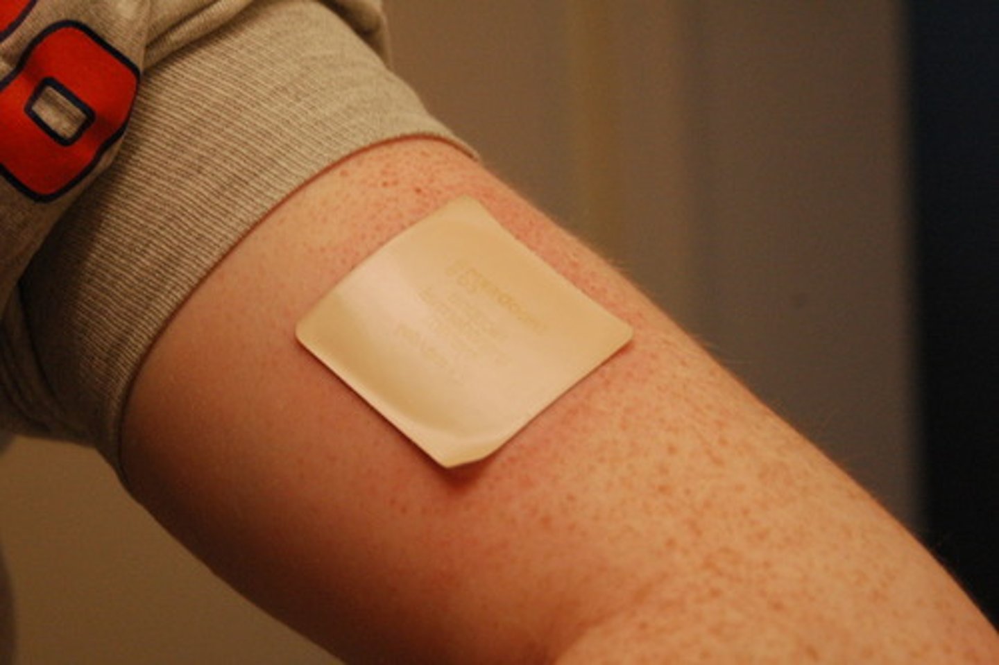 <p>(D) Transdermal</p><p>Transdermal drug routes refer to the drug being absorbed through the skin, and is released into the bloodstream over several hours.</p><p>Ex: Nicotine patches</p>