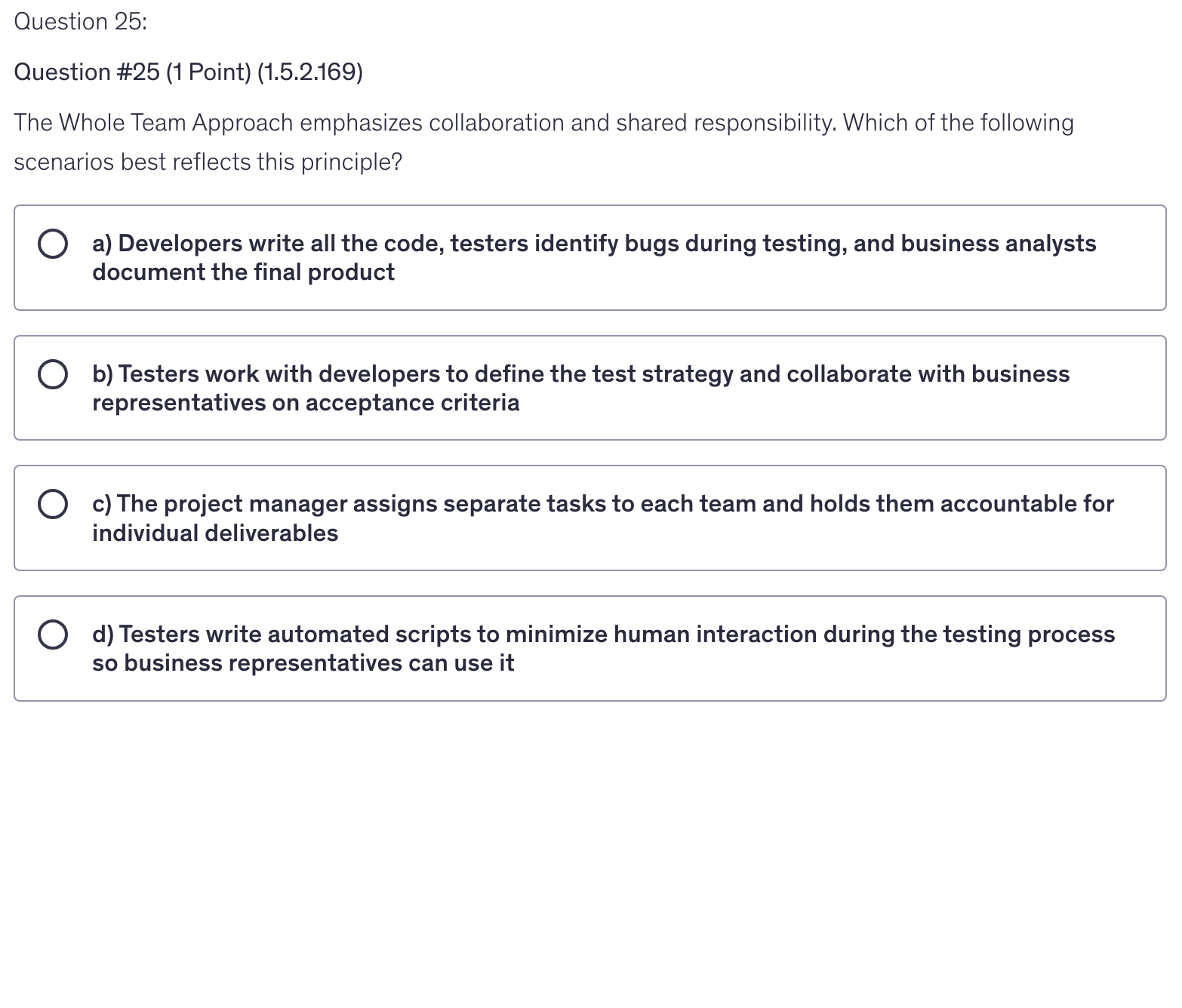 <p>The Whole Team Approach emphasizes collaboration and shared responsibility. Which of the following scenarios best reflects this principle?</p>