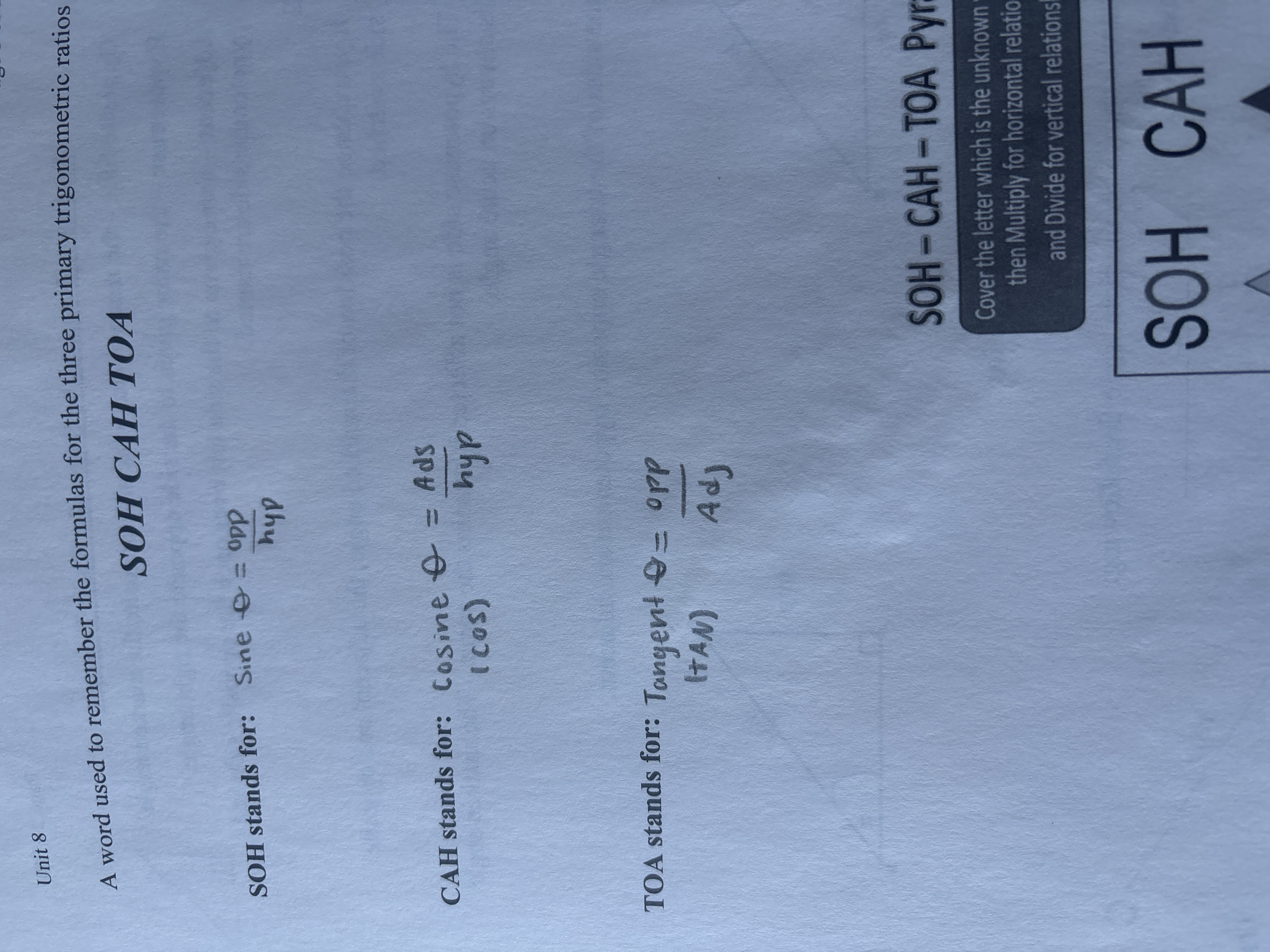 <p>Soh cah toa</p>