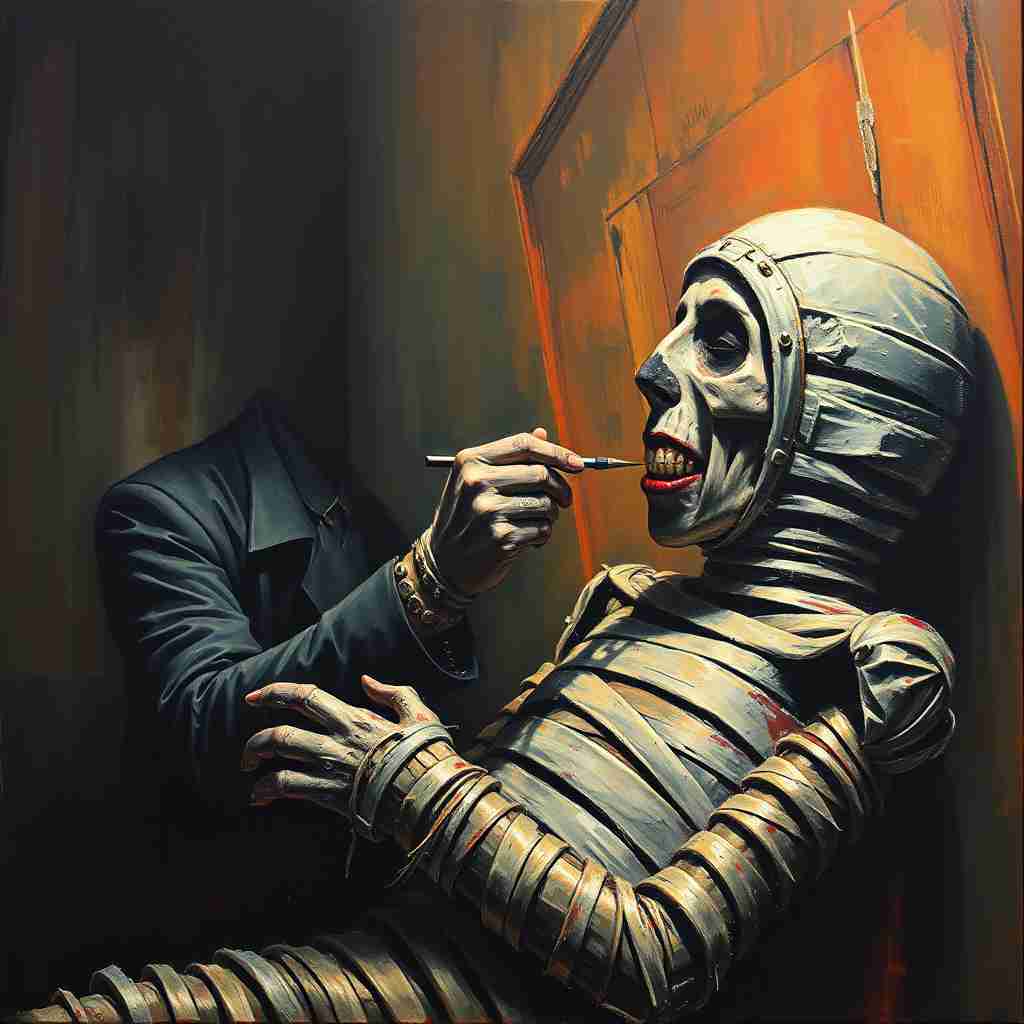 <p>Marilyn Manson painting a mummy(Mummy)</p>