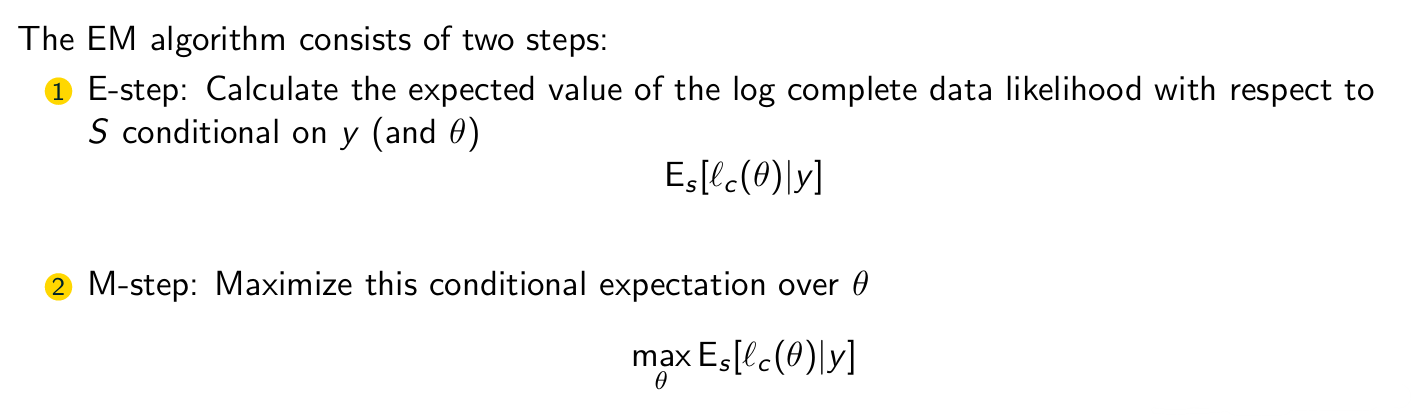 <p>The idea of the EM algorithm is to do as if the states are known. </p>