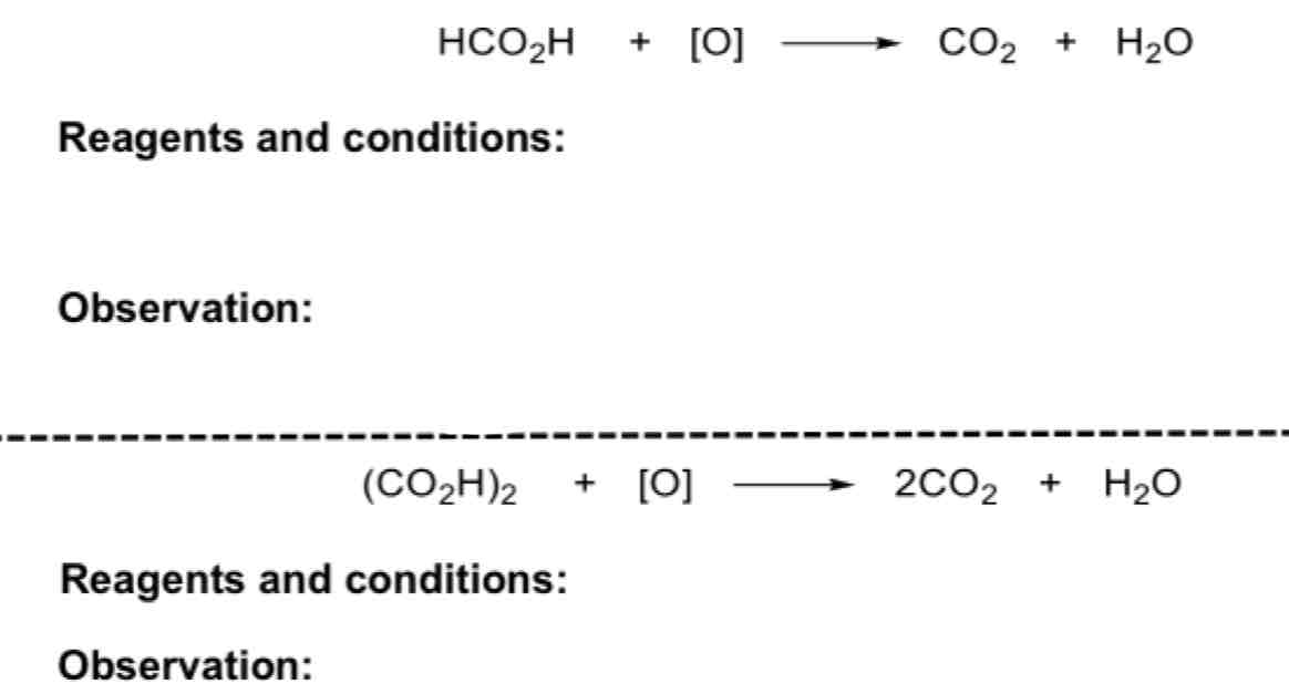 <p>Oxidation of Methanoic Acid and Ethanoic Acid</p>