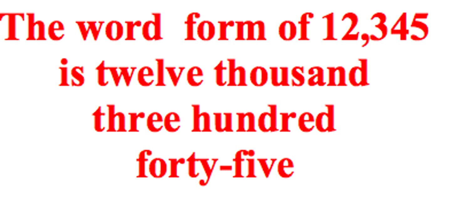 <p>A way to write numbers by using words.</p>