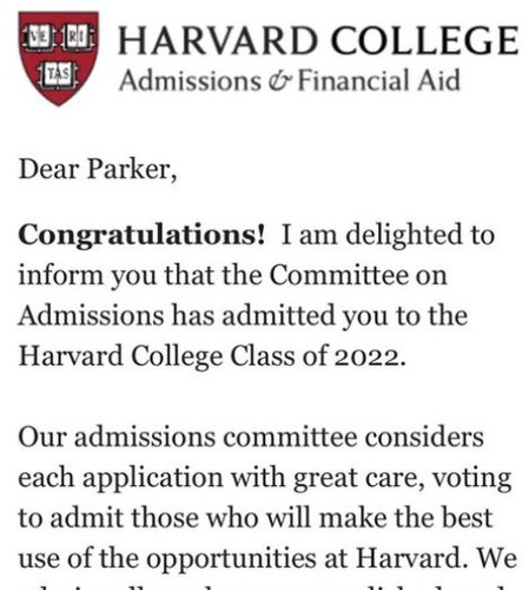 <p>một lá thư chấp nhận</p>