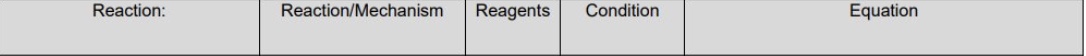 <p>for nitriles, fill in the table for the two reactions they undergo</p>