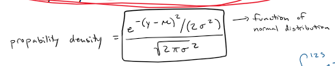 <p>used to describe the independent variable, integral to find area under curve to find probability</p><p>whole curve is the data, integral to find the probability of pulling a score from that certain range</p>