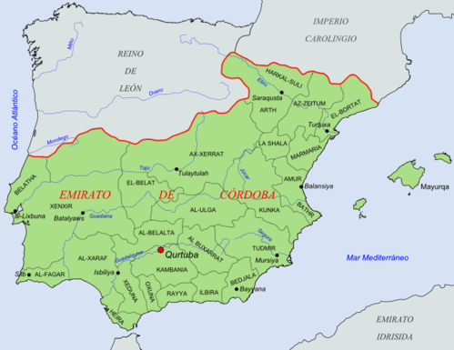 <p><strong><mark data-color="blue">emirat niezależny</mark></strong>, utworzony przez umajjadzkiego księcia Abd ar-Rahmana I, początek dynastii</p>