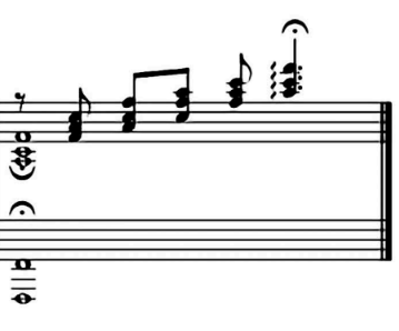 <p>Descending <strong>sequence </strong>on ‘love of my life’ at end.</p><p>Harp - <strong>arpeggiated </strong>chords at ends of some phrases &amp; over final chord.</p>