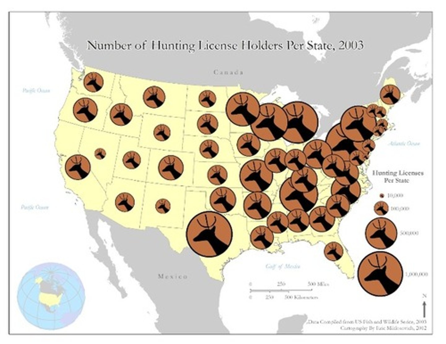 <p>A map with symbols that change in size according to the value of the attribute they represent.</p>