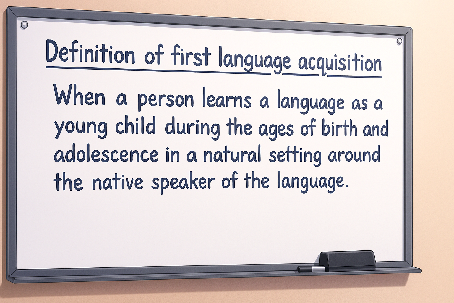 <p>Definition of First Language Acquisition</p>
