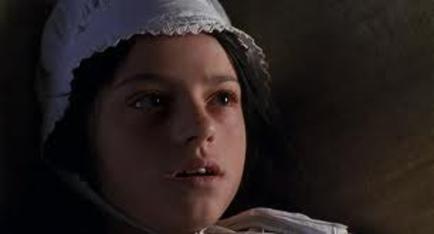 <p>screams upon hearing the Lord's name</p><p>gravely ill after night in the forest</p><p>daughter of Rev Parris</p>