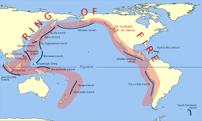 <p>is a major area in the Pacific Ocean basin where a large number of earthquakes and volcanic eruptions occur, characterized by a circular pattern around the edges of the Pacific Plate. </p>