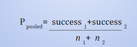 <p>P(pooled)= (sucess1 + success2)/ n1+n2</p>