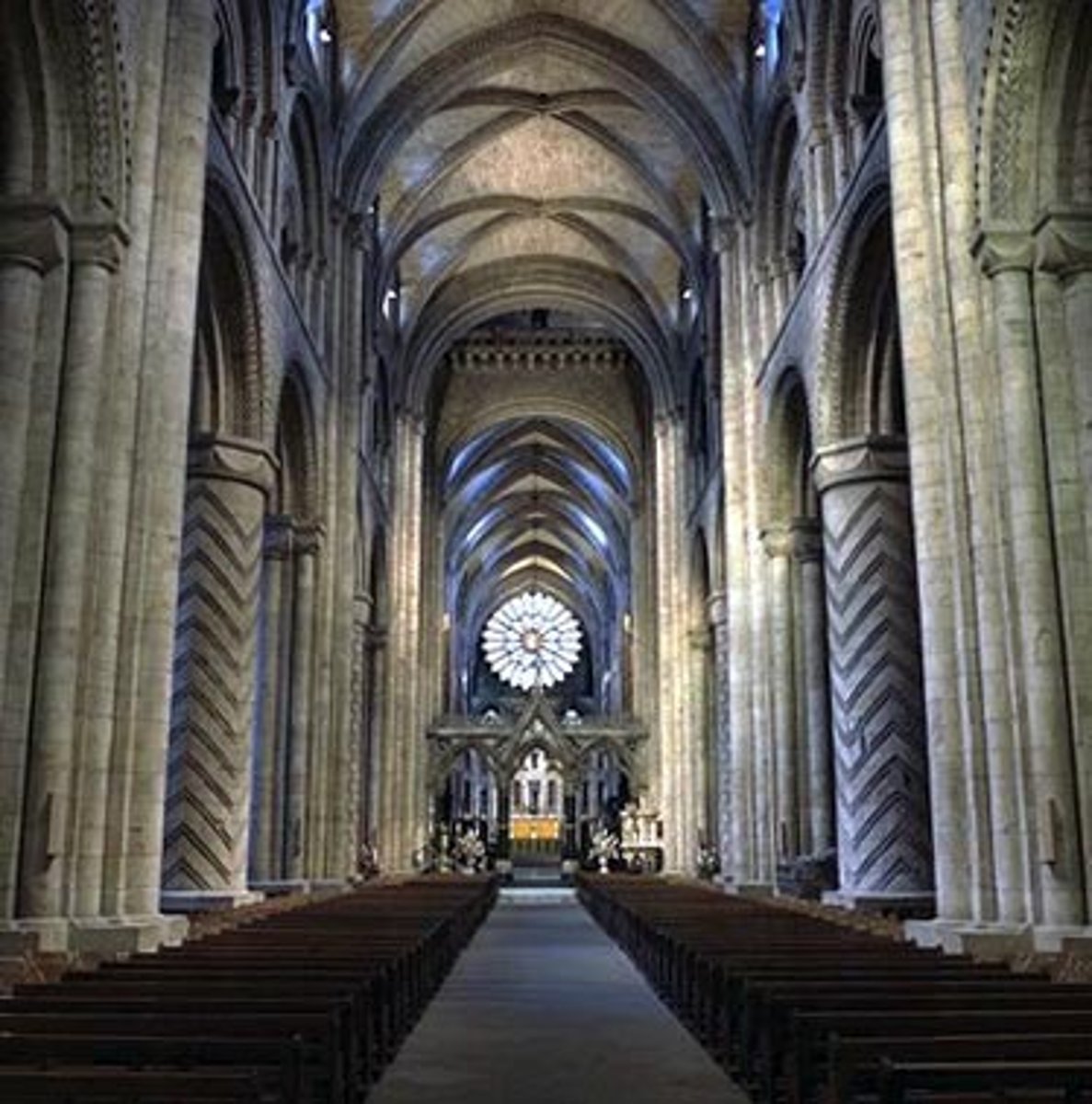 <p>-space beyond the transept crossing toward the west or "front" of the church</p>