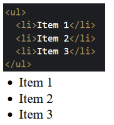 <p><span style="background-color: transparent;"><span>Unordered lists don’t have list items in any order. Unordered lists are created using the </span></span><span style="background-color: transparent; font-family: "Roboto Mono", monospace;"><span><ul></span></span><span style="background-color: transparent;"><span> element, and each item within the list is created using the list item element </span></span><span style="background-color: transparent; font-family: "Roboto Mono", monospace;"><span><li></span></span><span style="background-color: transparent;"><span>.</span></span></p>