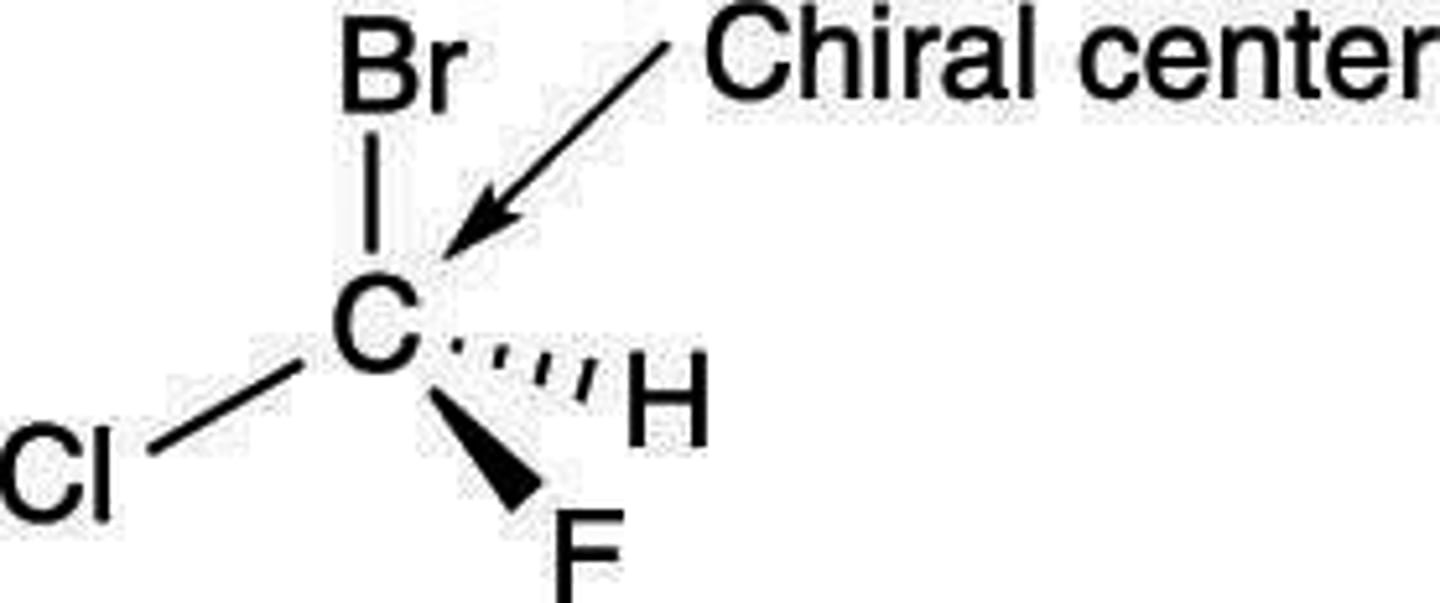 <p>A carbon atom attached to four different atoms or groups of atoms.</p>