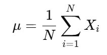 <p>• μ: True mean of the population</p><p>• N: Total number of individuals in the population</p><p>• Xᵢ: Value of the i-th individual in the population</p><p>Use: Describes the average value of a characteristic (e.g., height, weight) across the entire population.</p>