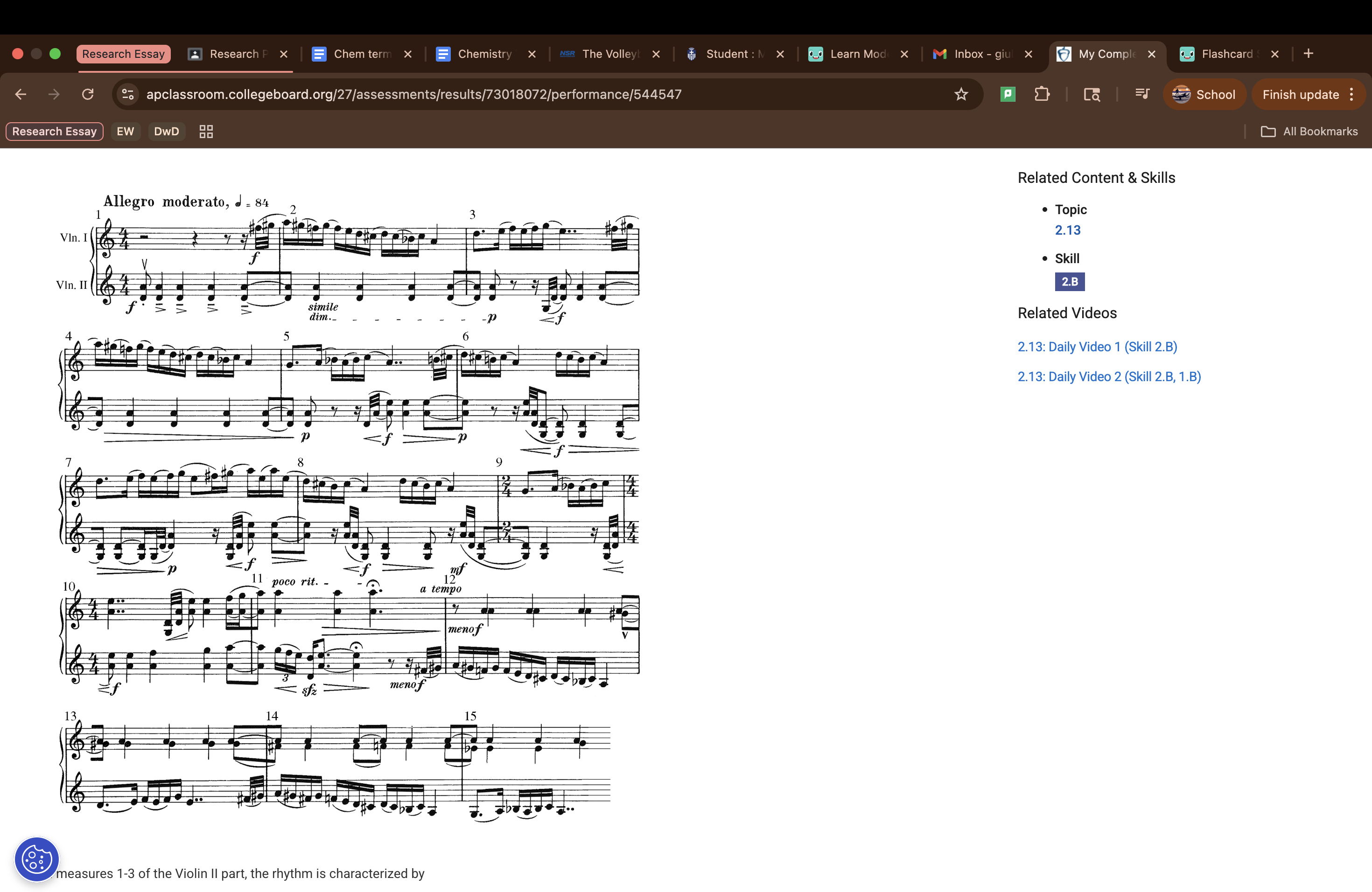 <p><span><span>In measures 1-3 of the Violin II part, the rhythm is characterized by</span></span></p>