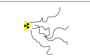 <p>Range:  Few 10s of cm </p><p>Behavior in electric field:  Bends towards the positive </p><p>Tracks created: Thin and twisted due to little ionisation </p>