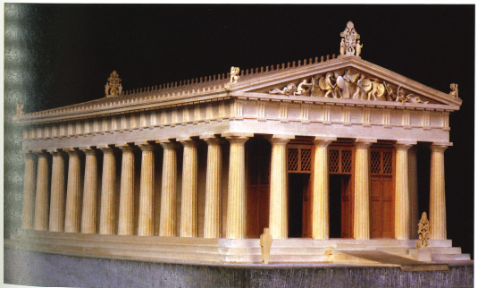 <p>model of the temple of aphaia</p>