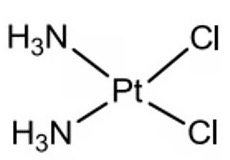 <p>square planar:</p><p>transition metal complex:</p><p>central Pt, 2 Cl ligands, 2 NH3 ligands = dative covalent bond with platinum</p>