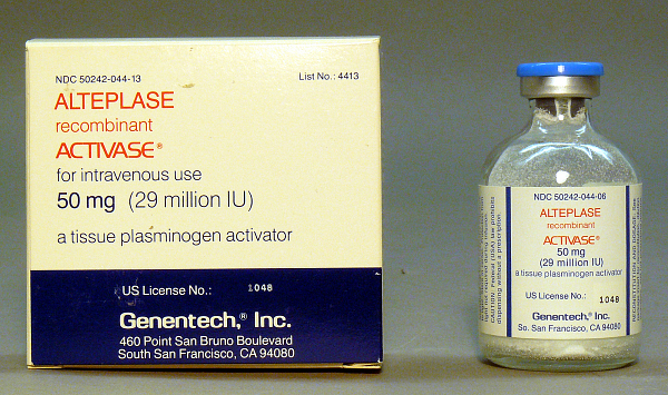 <p>MOA: Second-generation recombinant t-PA </p><ul><li><p><strong>Fibrin-selective</strong> at low doses (this can lead to hemorrhage) </p></li><li><p><strong>Activates plasminogen bound to fibrin</strong></p></li><li><p>Short t½ < 5 min</p></li><li><p>Use: MI, massive PE, acute ischemic stroke (within 3 hours)</p></li><li><p>AE: GI & intracranial bleeding </p></li></ul><p></p>