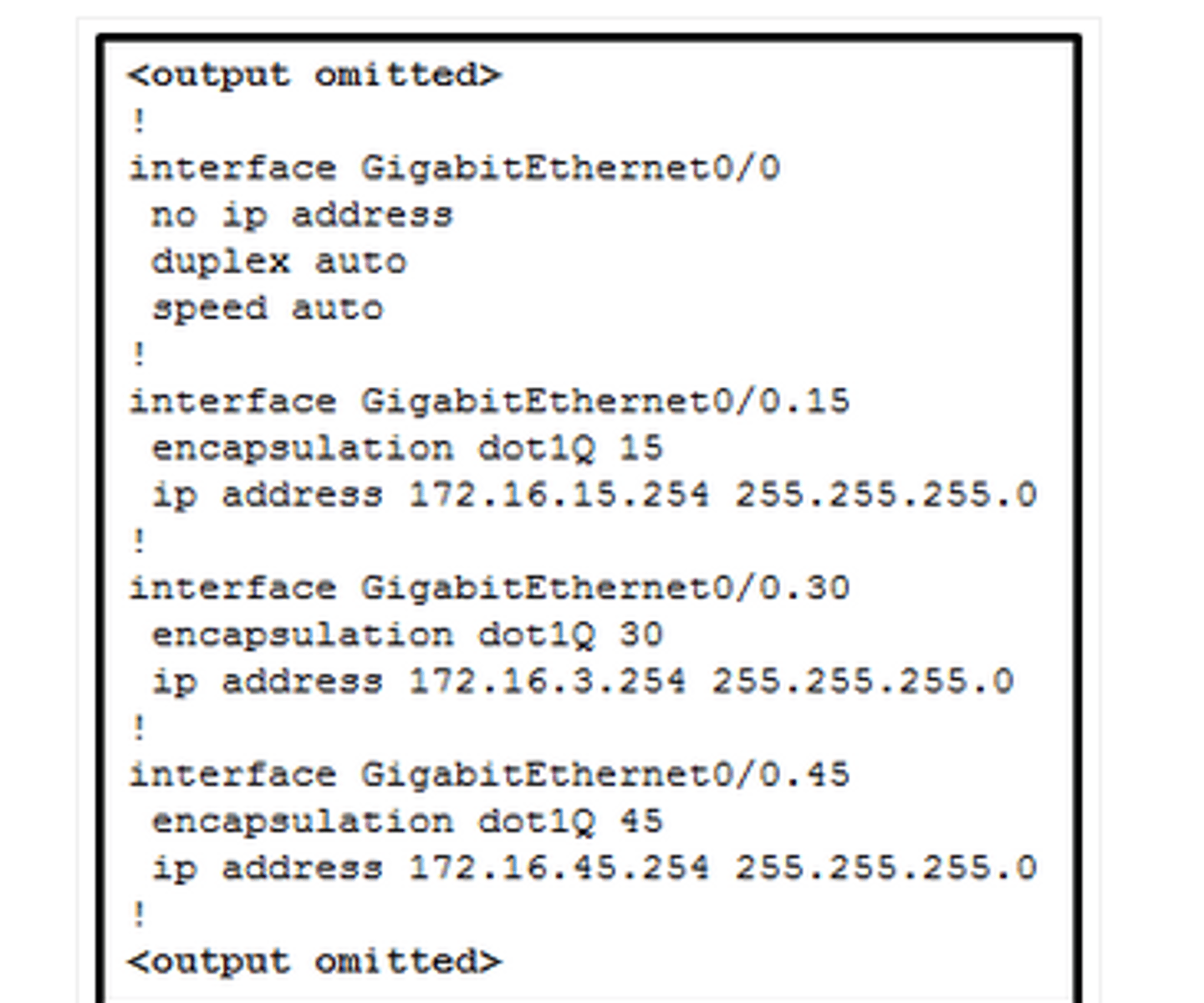 <p>There is an incorrect IP address configured on GigabitEthernet 0/0.30.</p><p>3 multiple choice options</p>