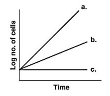 <p><span>In the figure, which line best depicts a facultative anaerobe in the absence of O</span><sub>2</sub><span>?</span></p>