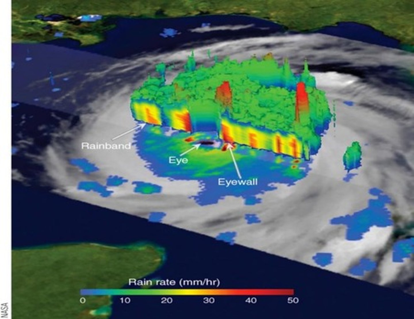 <p>The calmest part of the hurricane located in the center, usually 20-40 miles in diameter.</p>
