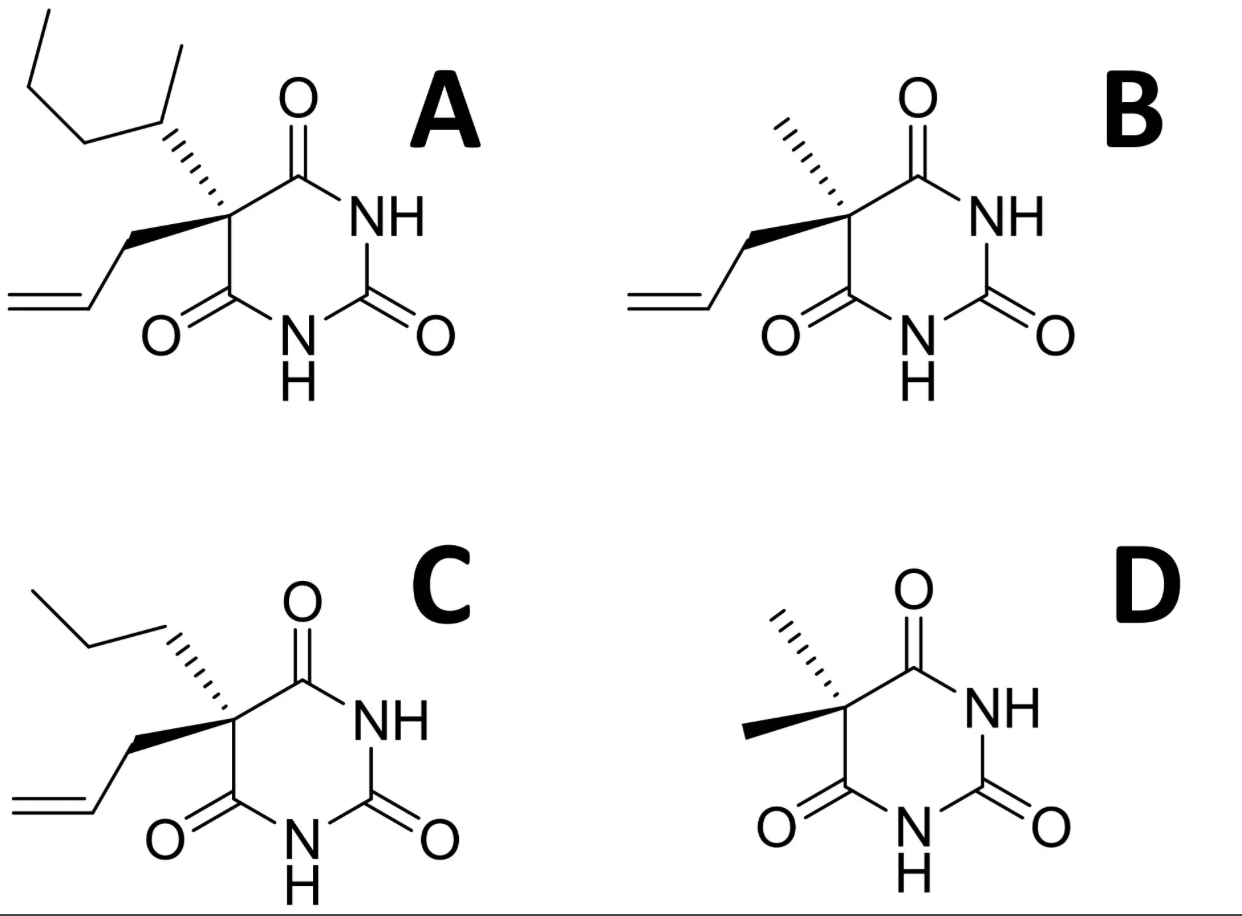 <p>Which barbiturate will have the slowest onset of action?</p>