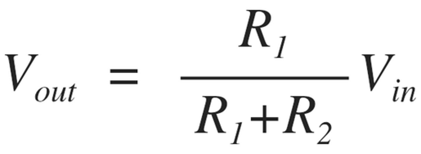 <p>a circuit consisting of two resistors in series which split the potential difference between them in proportion to their resistance.</p>