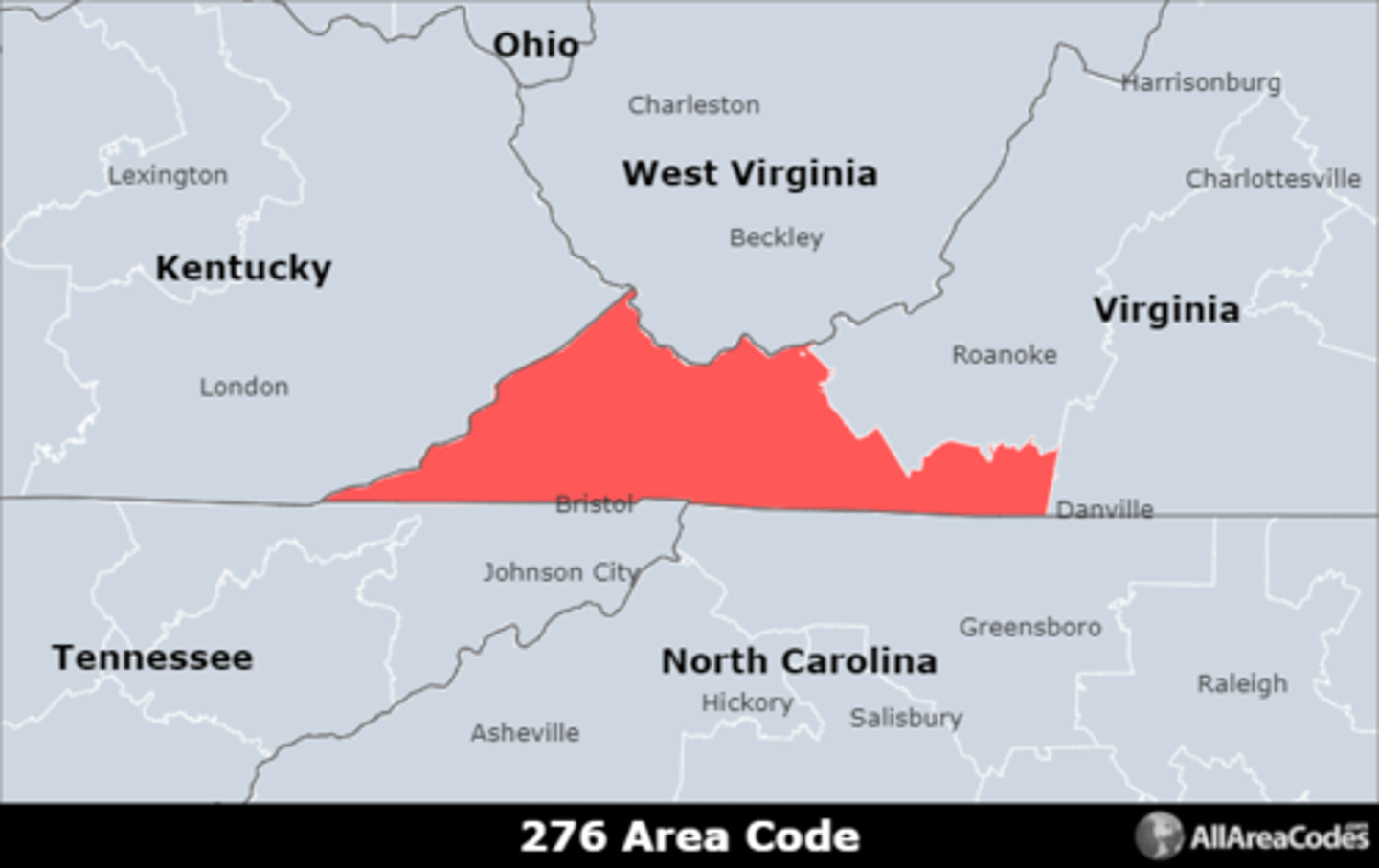 <p>Area code 276 is located in western Virginia and covers Bristol, Martinsville, and Wytheville. It is the only area code that serves the area.</p>