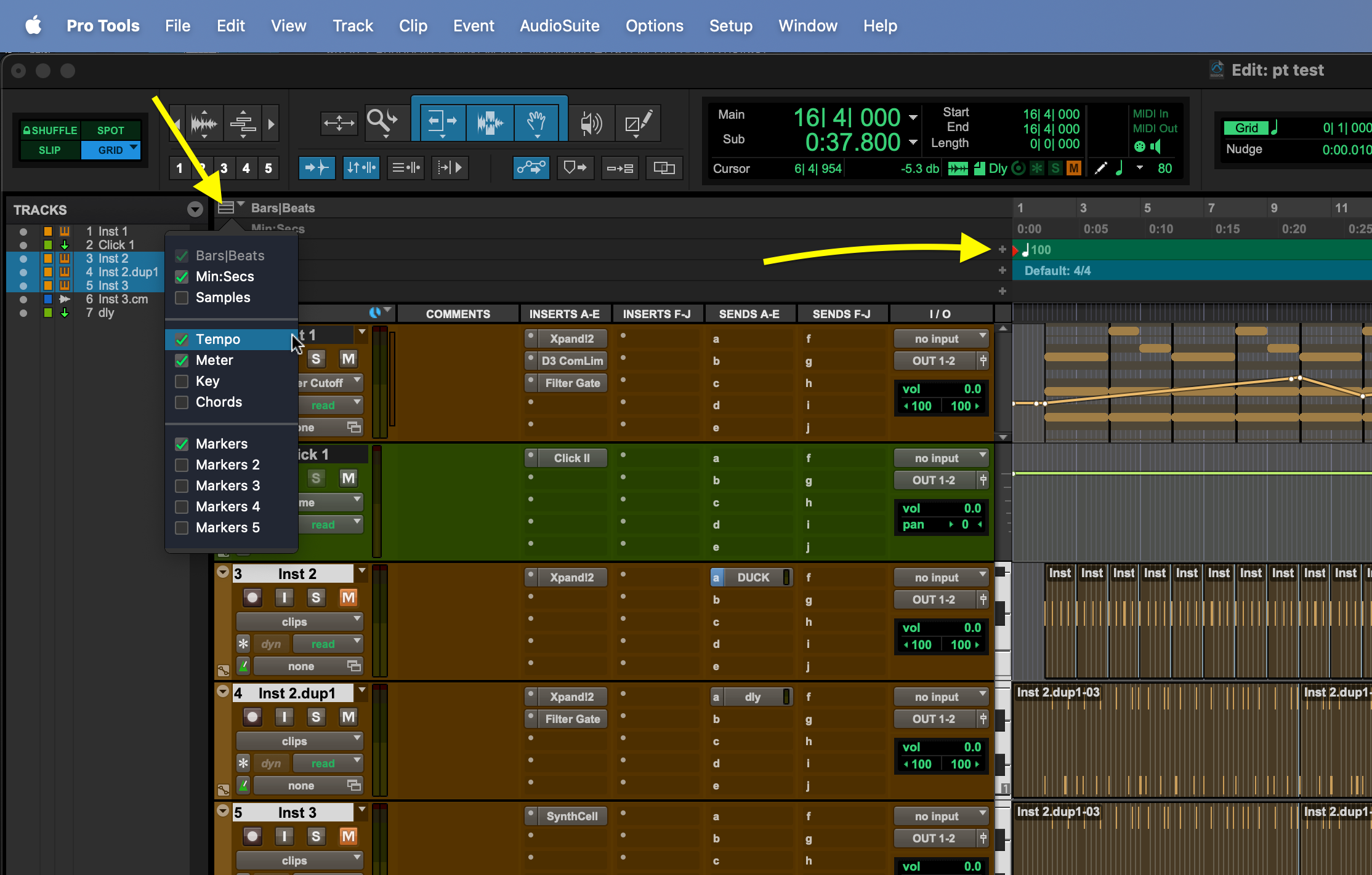 <p>Make sure the Tempo ruler is showing in the Edit window. Click on the Plus sign on the Tempo Ruler to add a tempo change.</p>