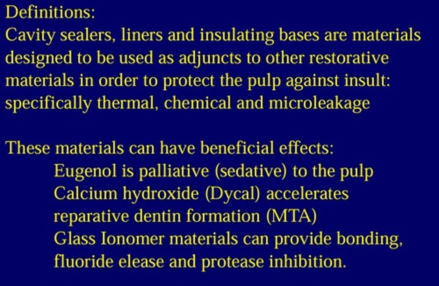 <p>glass ionomer can provide bonding, fluoride release, and protease inhibition.</p>