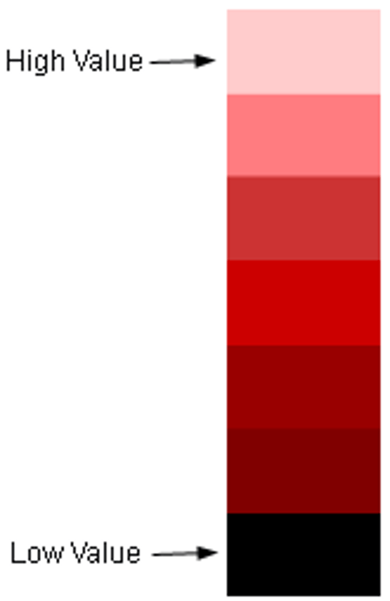 <p>lightness and darkness of a color</p>