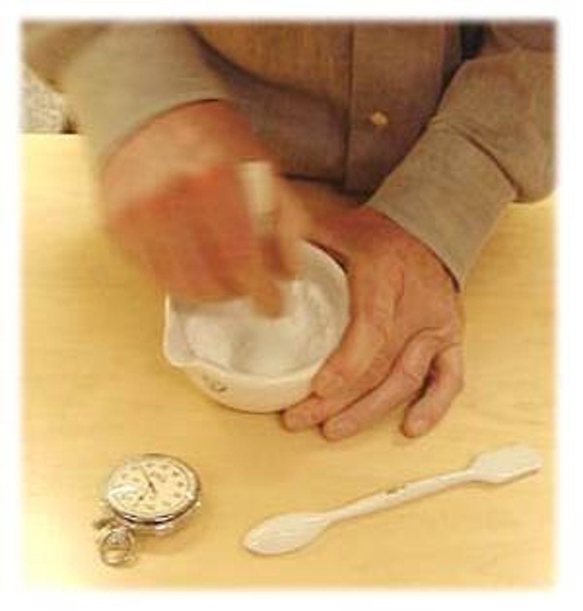 <p>The process of grinding powders with mortar and pestle to reduce particle size</p><p>(ex: geometric dilution)</p>
